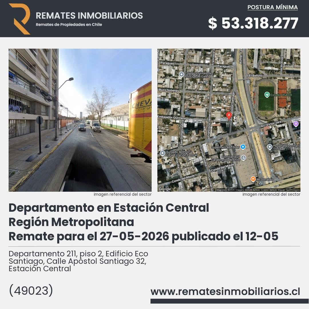 Imagen ficha Departamento 211, piso 2, Edificio Eco Santiago, Calle Apóstol Santiago 32, Estación Central