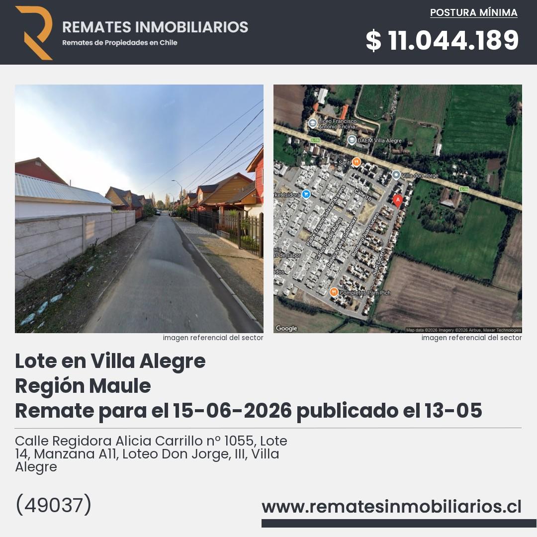 Imagen ficha Calle Regidora Alicia Carrillo nº 1055, Lote 14, Manzana A11, Loteo Don Jorge, III, Villa Alegre