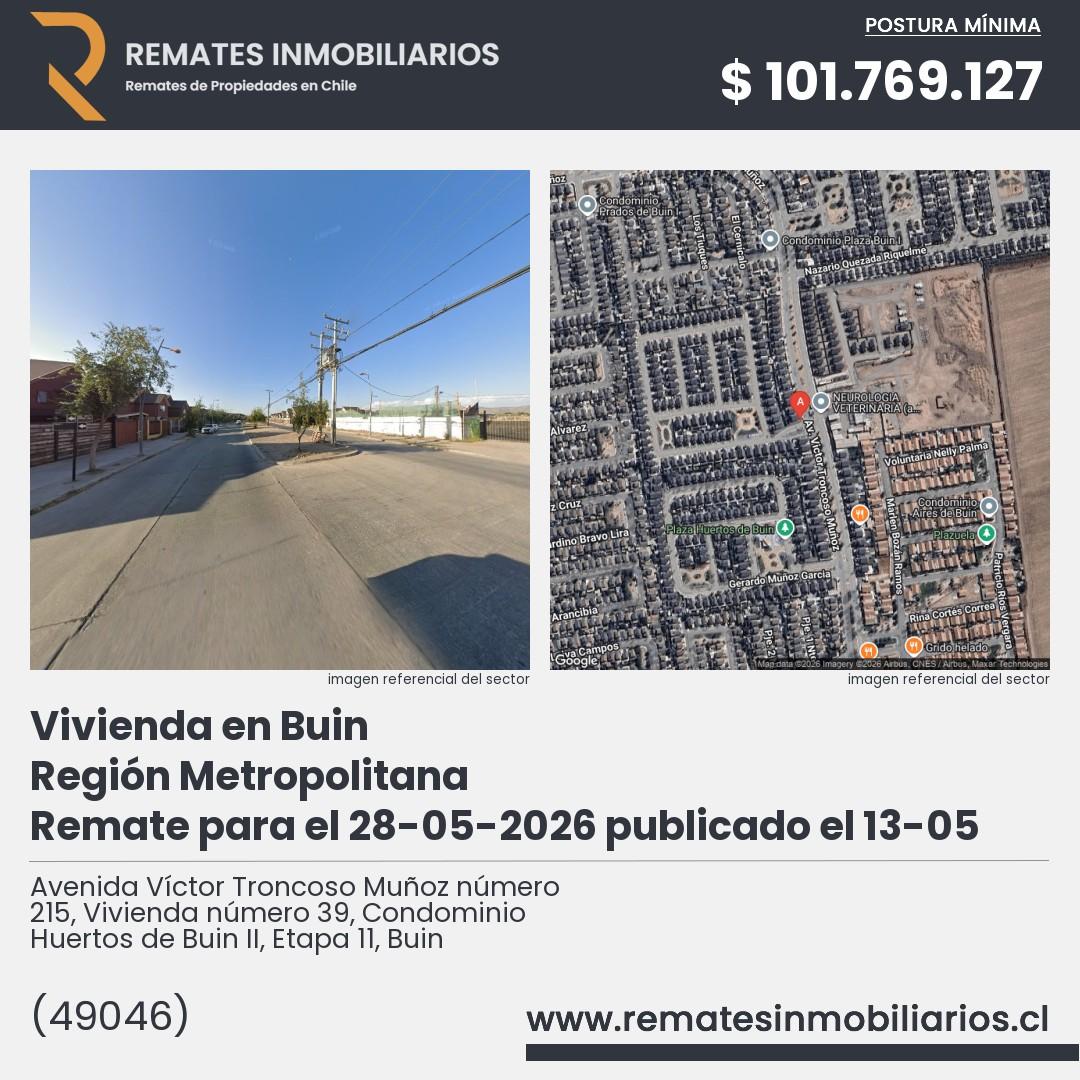 Imagen ficha Avenida Víctor Troncoso Muñoz número 215, Vivienda número 39, Condominio Huertos de Buin II, Etapa 11, Buin