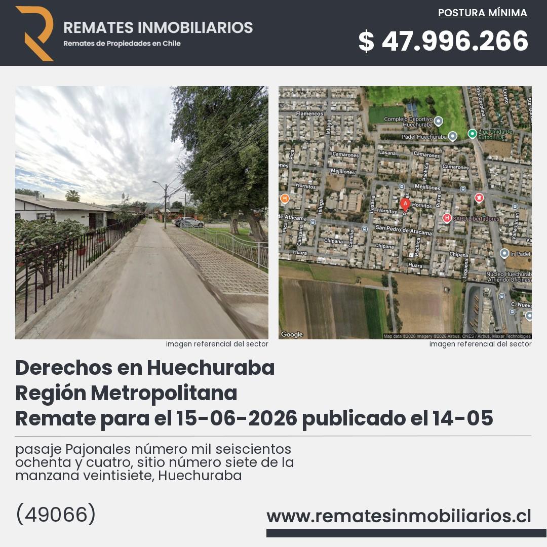 Imagen ficha pasaje Pajonales número mil seiscientos ochenta y cuatro, sitio número siete de la manzana veintisiete, Huechuraba