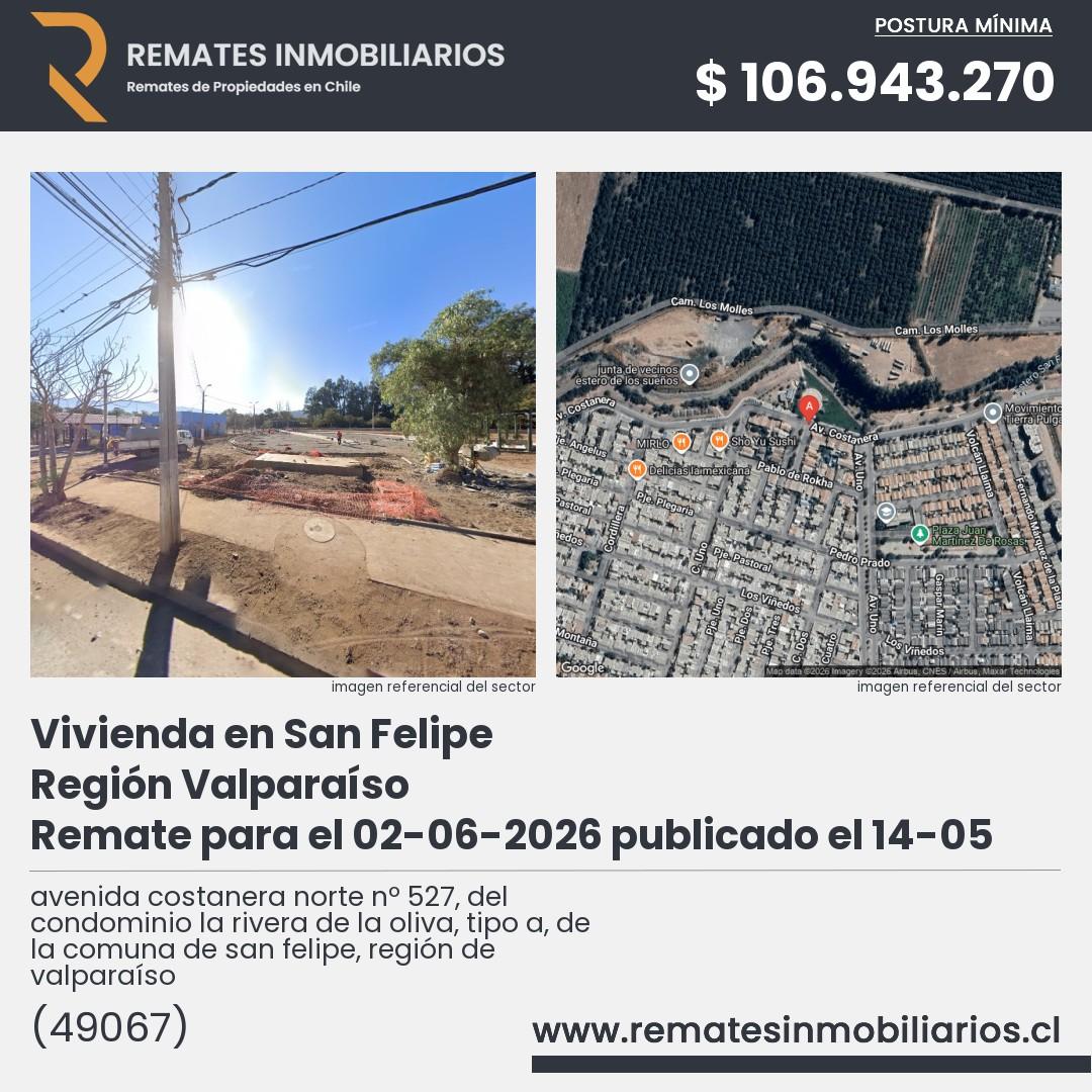 Imagen ficha avenida costanera norte nº 527, del condominio la rivera de la oliva, tipo a, de la comuna de san felipe, región de valparaíso