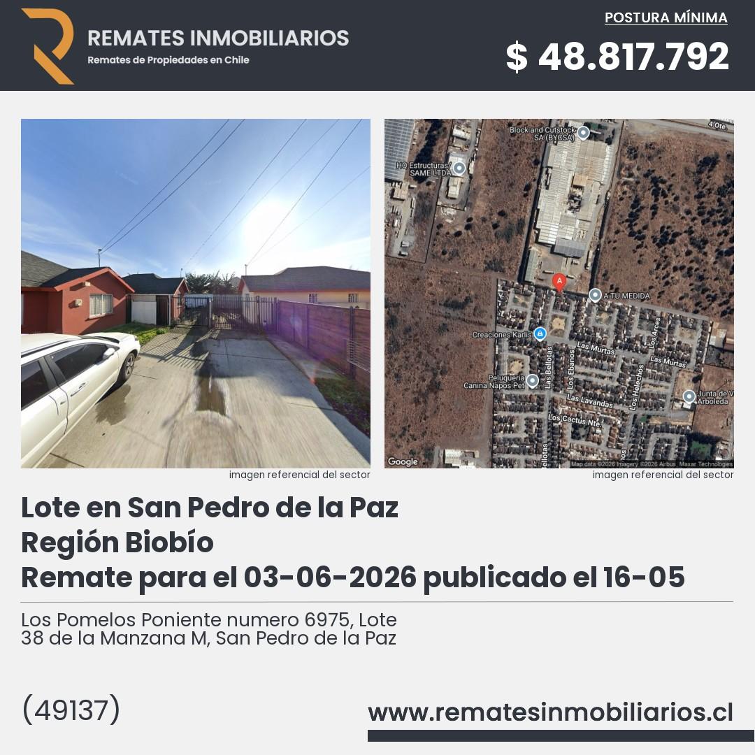 Imagen ficha Los Pomelos Poniente numero 6975, Lote 38 de la Manzana M, San Pedro de la Paz