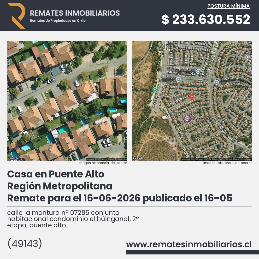 Imagen ficha calle la montura nº 07285 conjunto habitacional condominio el huinganal, 2º etapa, puente alto