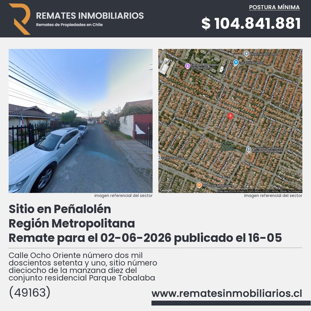 Imagen ficha Calle Ocho Oriente número dos mil doscientos setenta y uno, sitio número dieciocho de la manzana diez del conjunto residencial Parque Tobalaba
