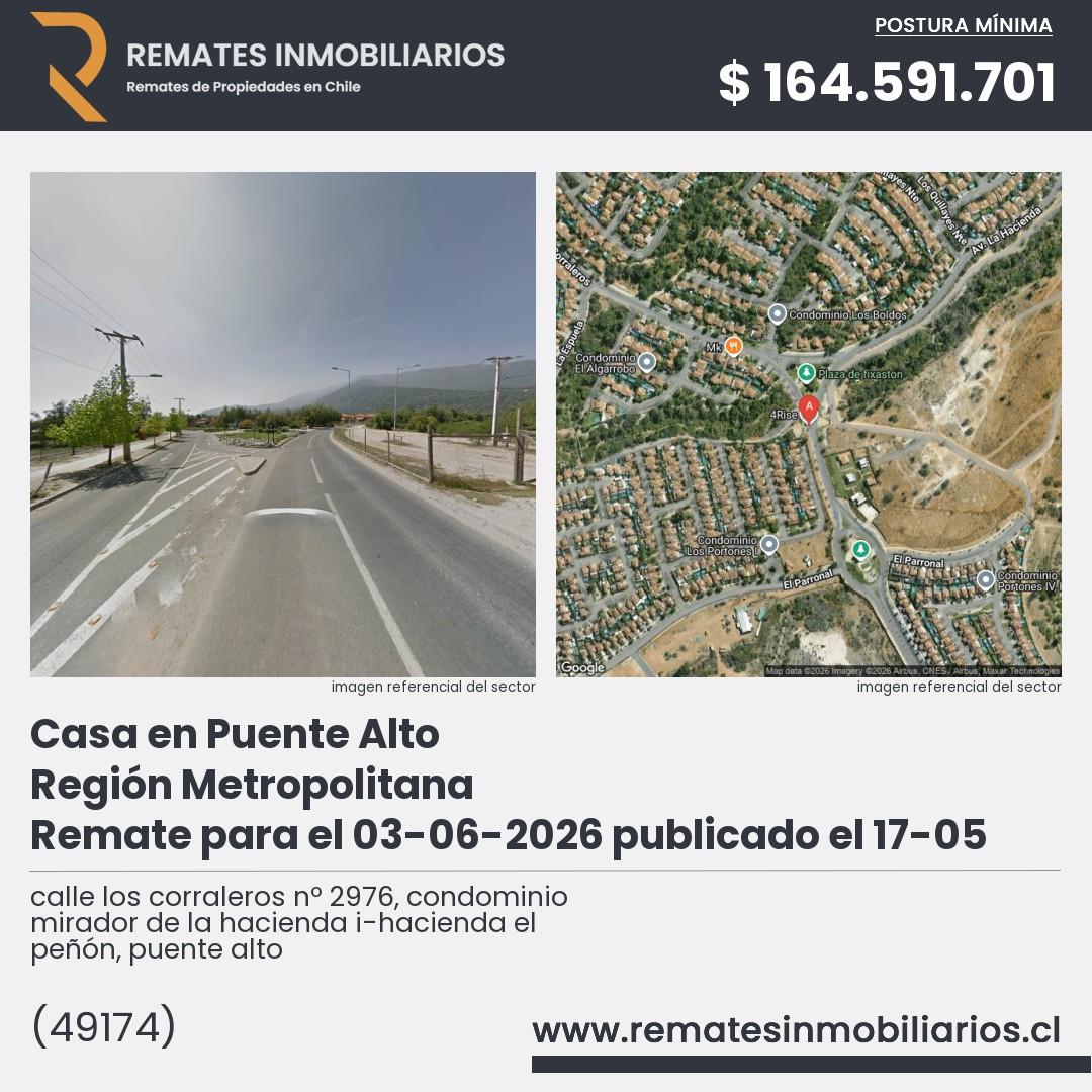 Imagen ficha calle los corraleros nº 2976, condominio mirador de la hacienda i-hacienda el peñón, puente alto