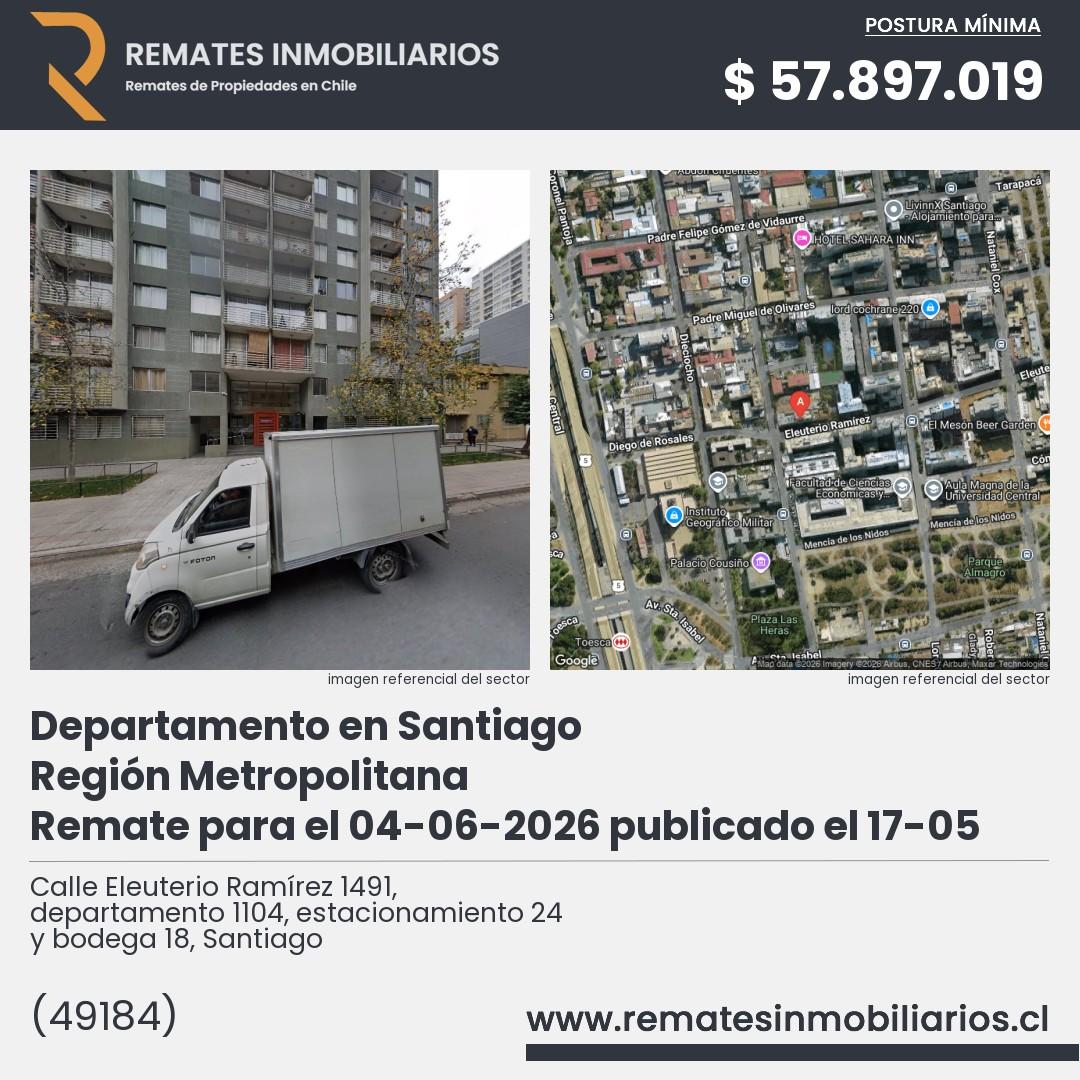 Imagen ficha Calle Eleuterio Ramírez 1491, departamento 1104, estacionamiento 24 y bodega 18, Santiago