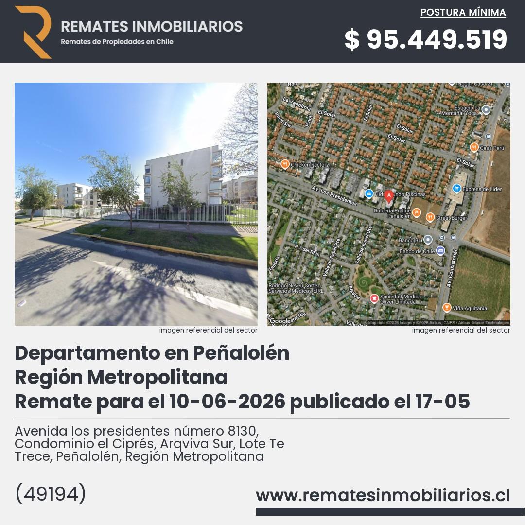 Imagen ficha Avenida los presidentes número 8130, Condominio el Ciprés, Arqviva Sur, Lote Te Trece, Peñalolén, Región Metropolitana
