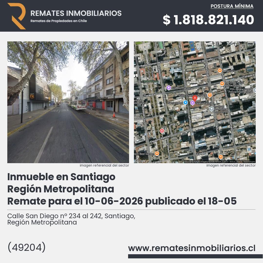 Imagen ficha Calle San Diego nº 234 al 242, Santiago, Región Metropolitana
