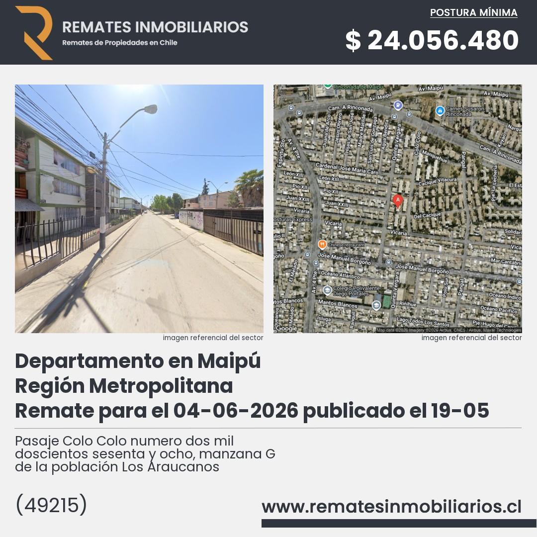 Imagen ficha Pasaje Colo Colo numero dos mil doscientos sesenta y ocho, manzana G de la población Los Araucanos