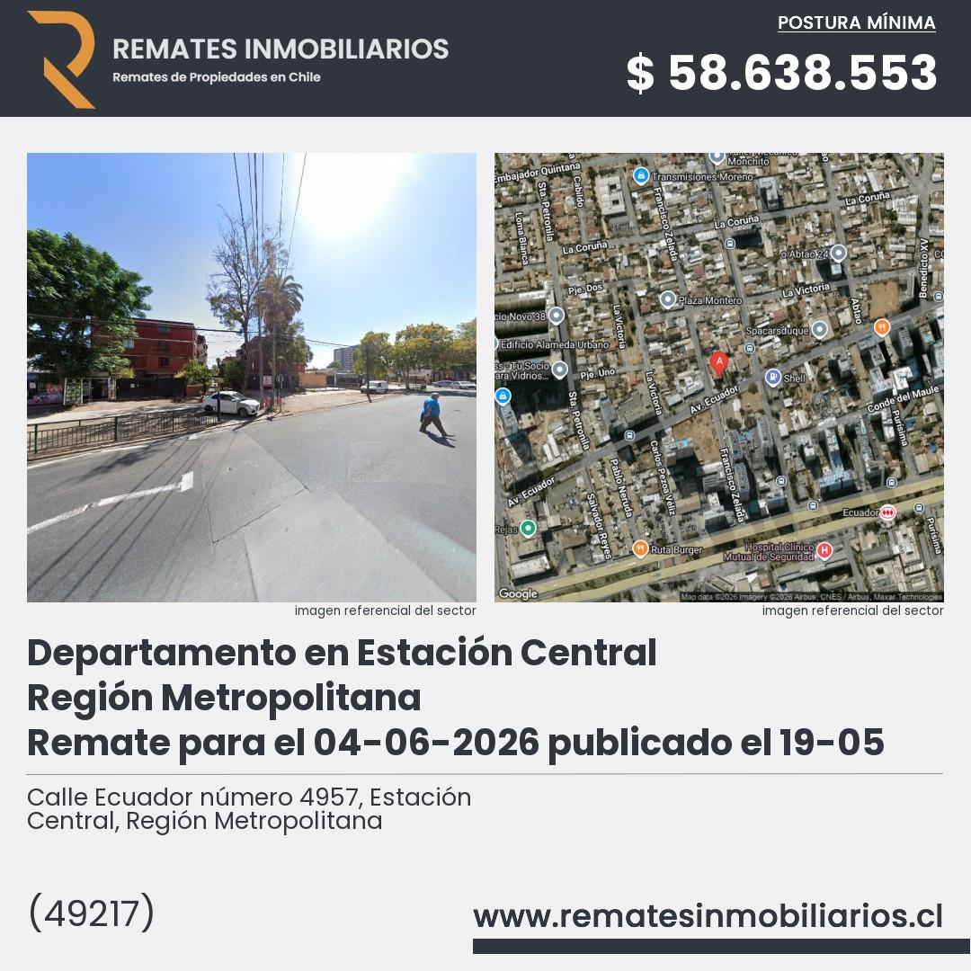 Imagen ficha Calle Ecuador número 4957, Estación Central, Región Metropolitana