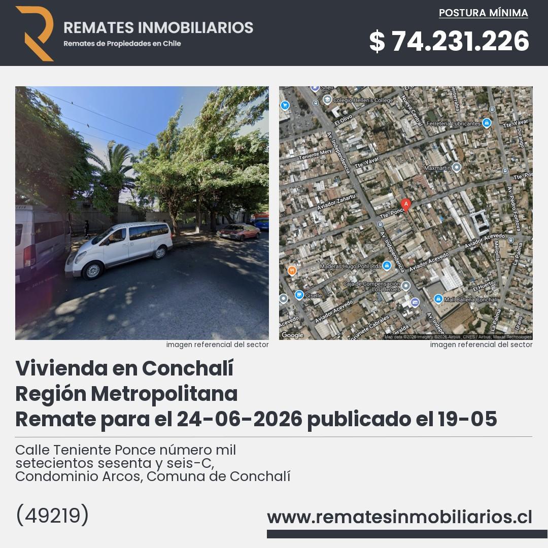 Imagen ficha Calle Teniente Ponce número mil setecientos sesenta y seis-C, Condominio Arcos, Comuna de Conchalí