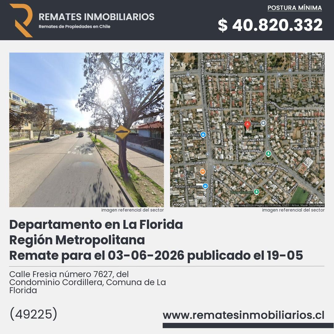 Imagen ficha Calle Fresia número 7627, del Condominio Cordillera, Comuna de La Florida