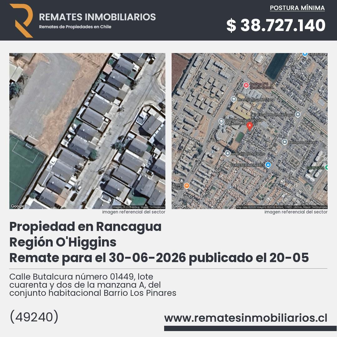 Imagen ficha Calle Butalcura número 01449, lote cuarenta y dos de la manzana A, del conjunto habitacional Barrio Los Pinares