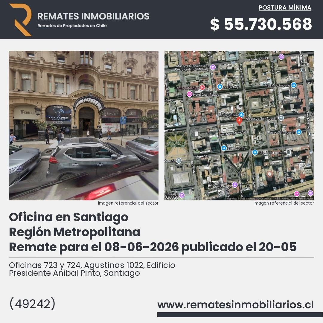Imagen ficha Oficinas 723 y 724, Agustinas 1022, Edificio Presidente Anibal Pinto, Santiago