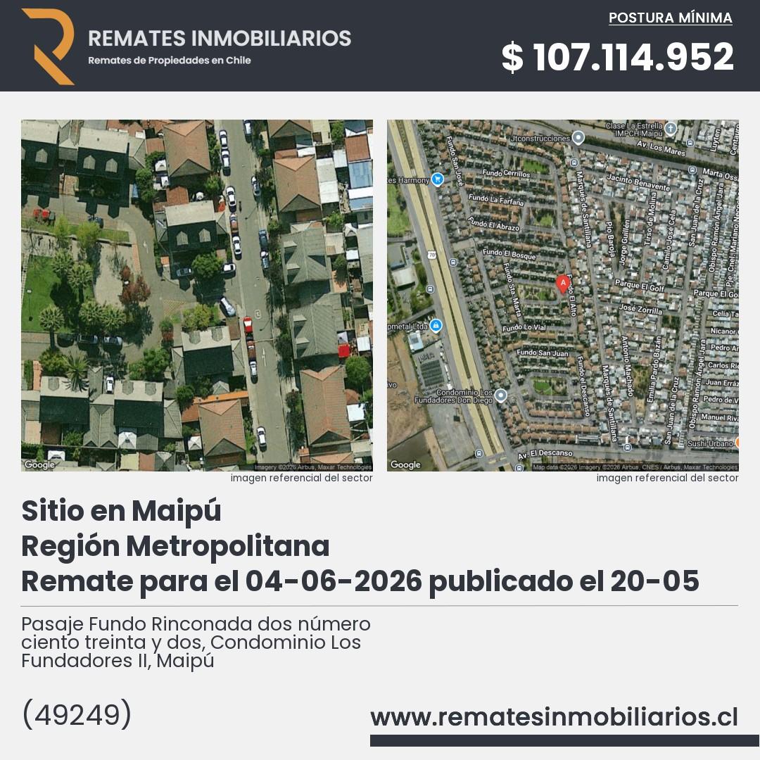 Imagen ficha Pasaje Fundo Rinconada dos número ciento treinta y dos, Condominio Los Fundadores II, Maipú