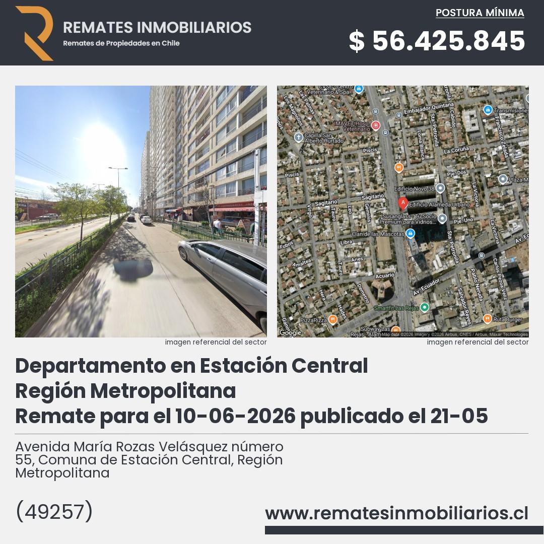 Imagen ficha Avenida María Rozas Velásquez número 55, Comuna de Estación Central, Región Metropolitana