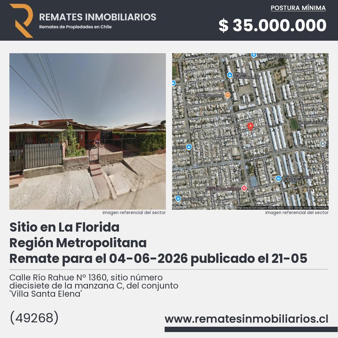 Imagen ficha Calle Río Rahue Nº 1360, sitio número diecisiete de la manzana C, del conjunto 
