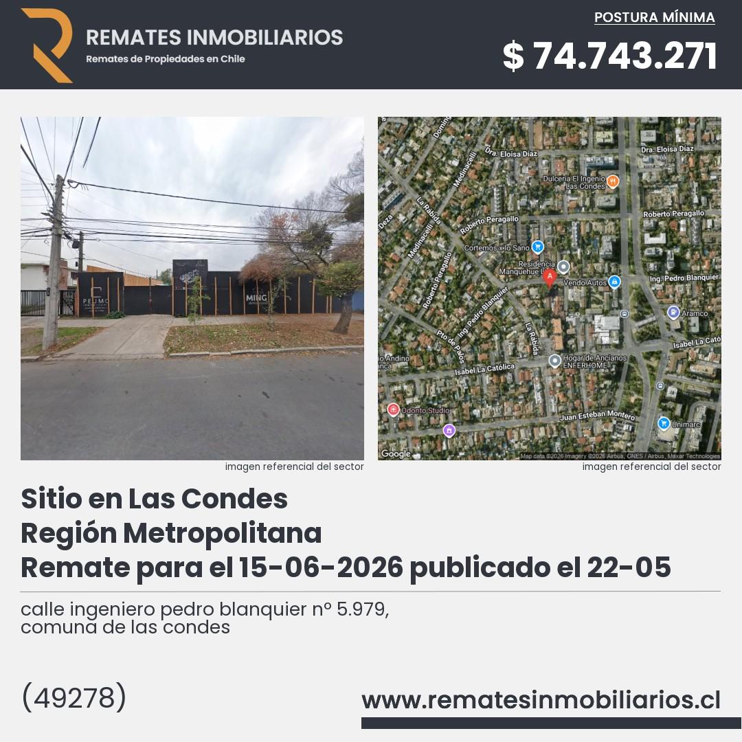 Imagen ficha calle ingeniero pedro blanquier nº 5.979, comuna de las condes