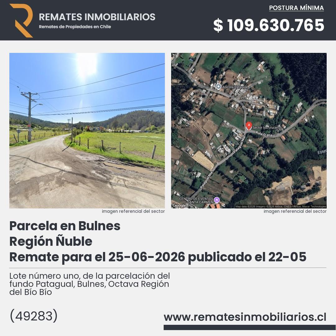 Imagen ficha Lote número uno, de la parcelación del fundo Patagual, Bulnes, Octava Región del Bío Bío