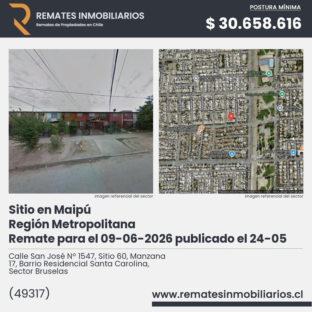 Imagen ficha Calle San José Nº 1547, Sitio 60, Manzana 17, Barrio Residencial Santa Carolina, Sector Bruselas