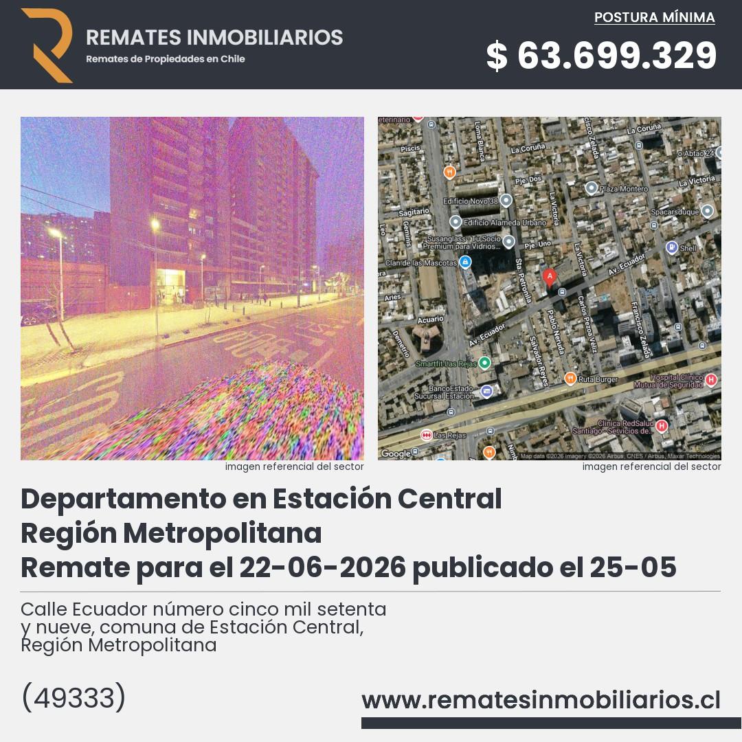 Imagen ficha Calle Ecuador número cinco mil setenta y nueve, comuna de Estación Central, Región Metropolitana