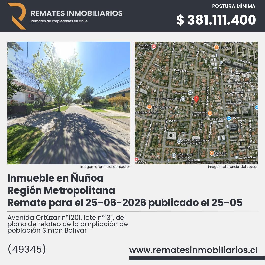 Imagen ficha Avenida Ortúzar n°1201, lote n°131, del plano de reloteo de la ampliación de población Simón Bolívar
