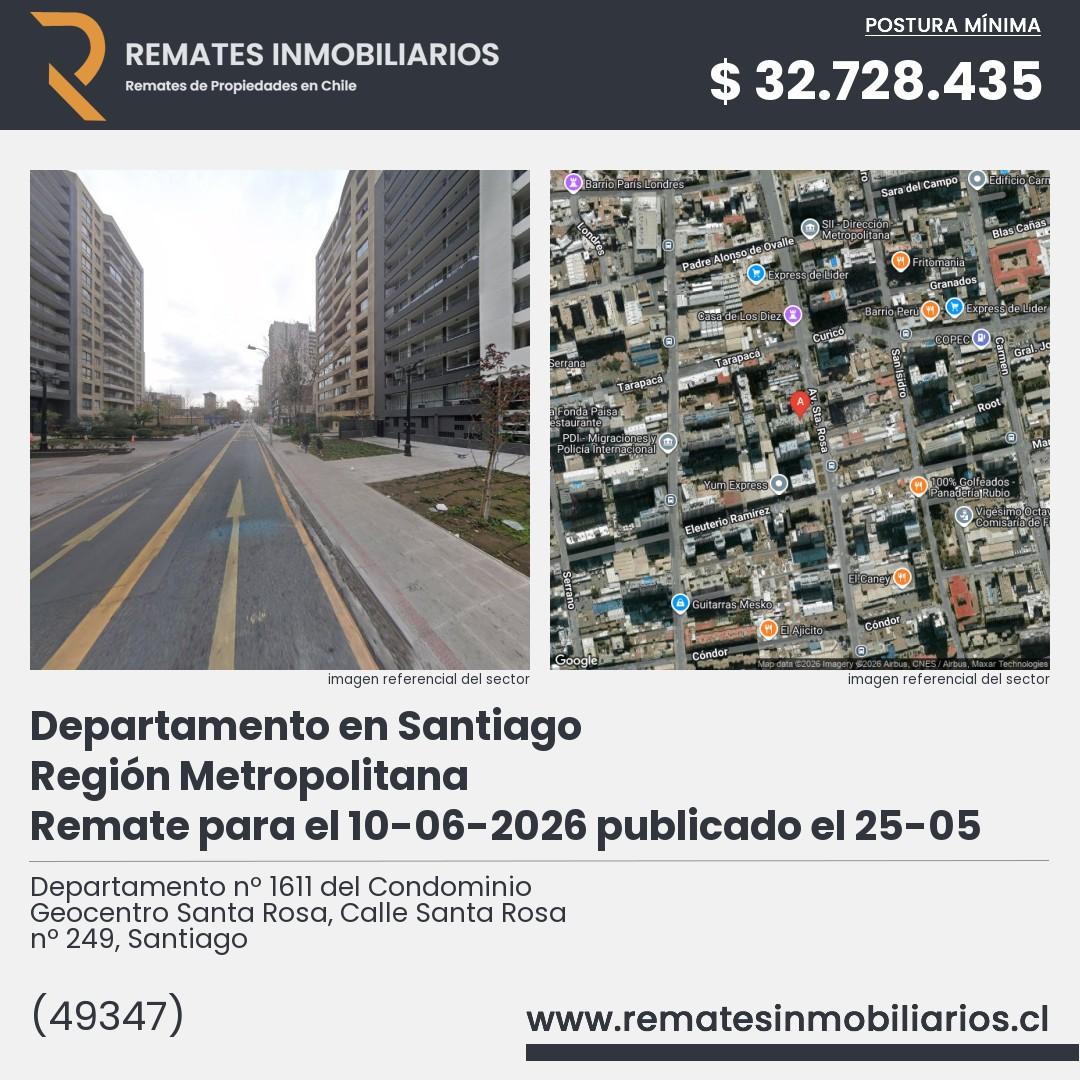 Imagen ficha Departamento nº 1611 del Condominio Geocentro Santa Rosa, Calle Santa Rosa nº 249, Santiago