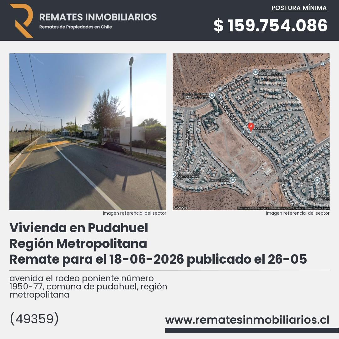 Imagen ficha avenida el rodeo poniente número 1950-77, comuna de pudahuel, región metropolitana