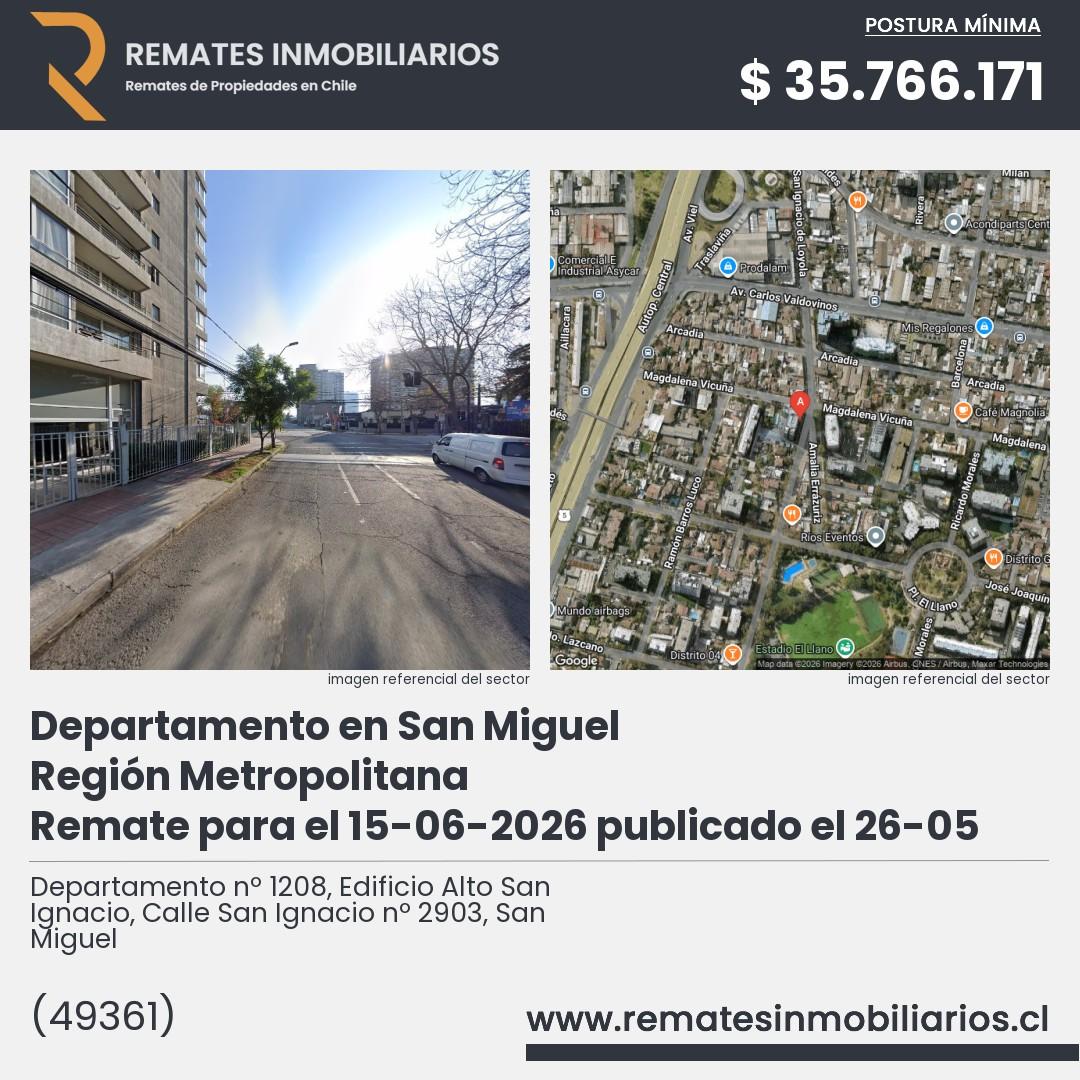 Imagen ficha Departamento nº 1208, Edificio Alto San Ignacio, Calle San Ignacio nº 2903, San Miguel