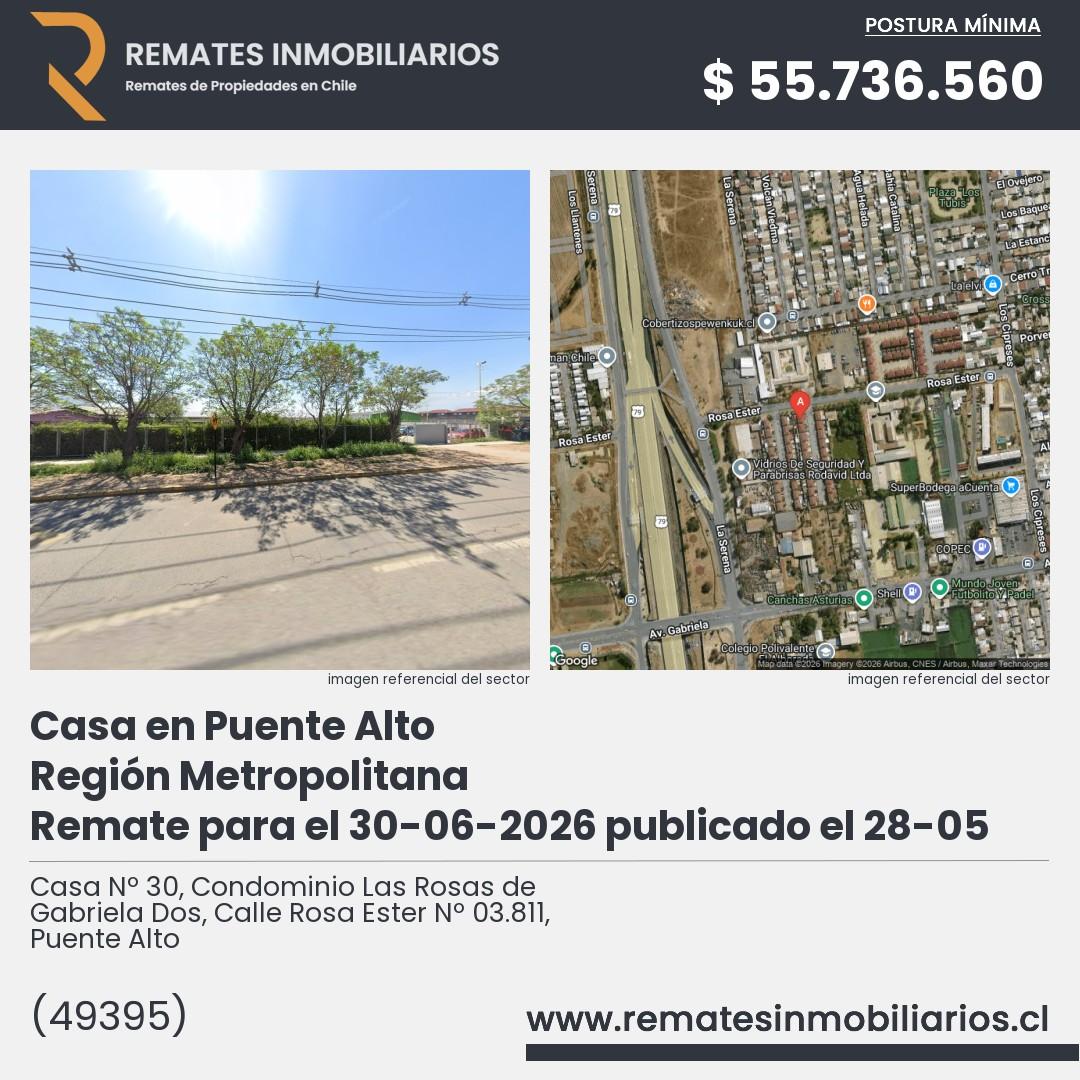 Imagen ficha Casa Nº 30, Condominio Las Rosas de Gabriela Dos, Calle Rosa Ester Nº 03.811, Puente Alto