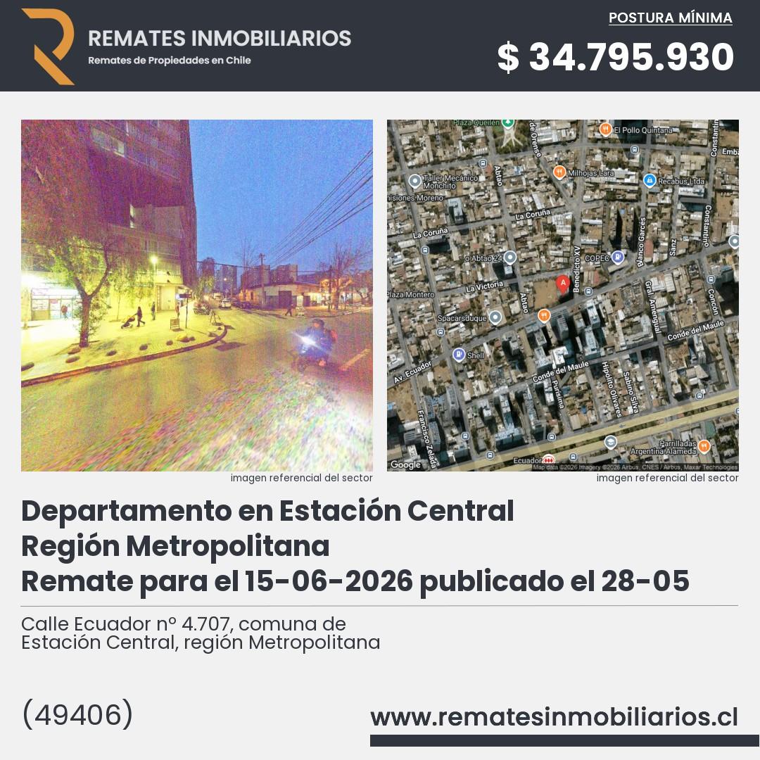 Imagen ficha Calle Ecuador nº 4.707, comuna de Estación Central, región Metropolitana