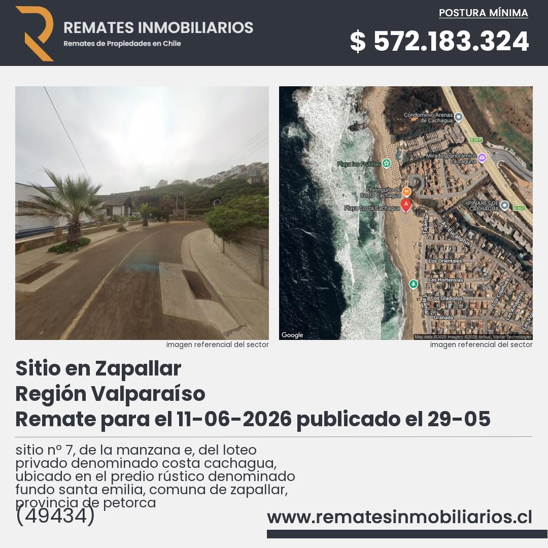 Imagen ficha sitio nº 7, de la manzana e, del loteo privado denominado costa cachagua, ubicado en el predio rústico denominado fundo santa emilia, comuna de zapallar, provincia de petorca
