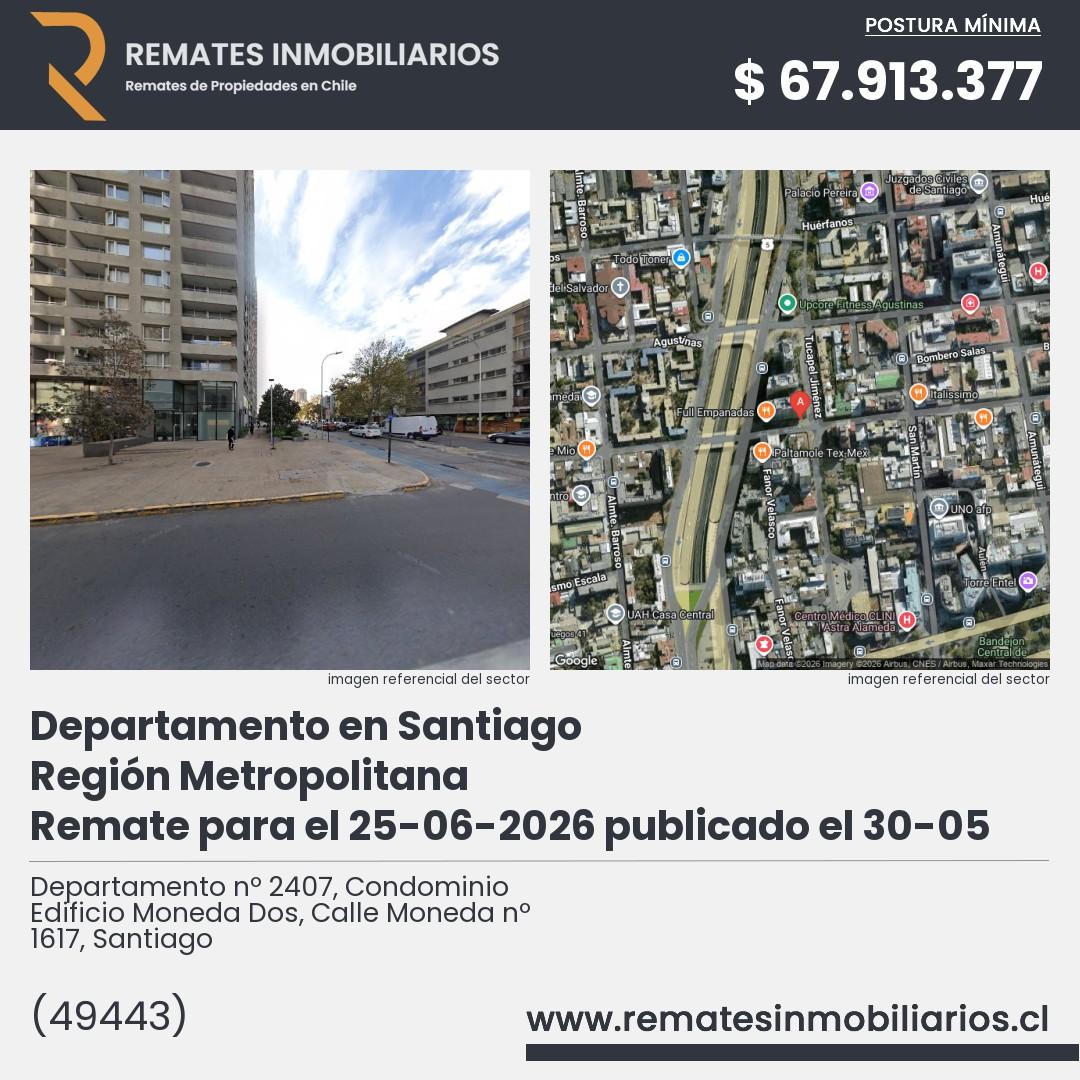 Imagen ficha Departamento nº 2407, Condominio Edificio Moneda Dos, Calle Moneda nº 1617, Santiago