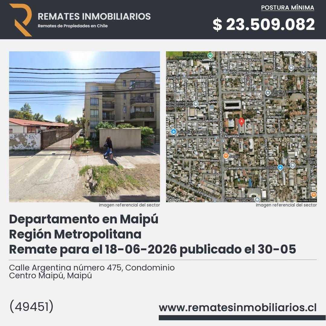 Imagen ficha Calle Argentina número 475, Condominio Centro Maipú, Maipú