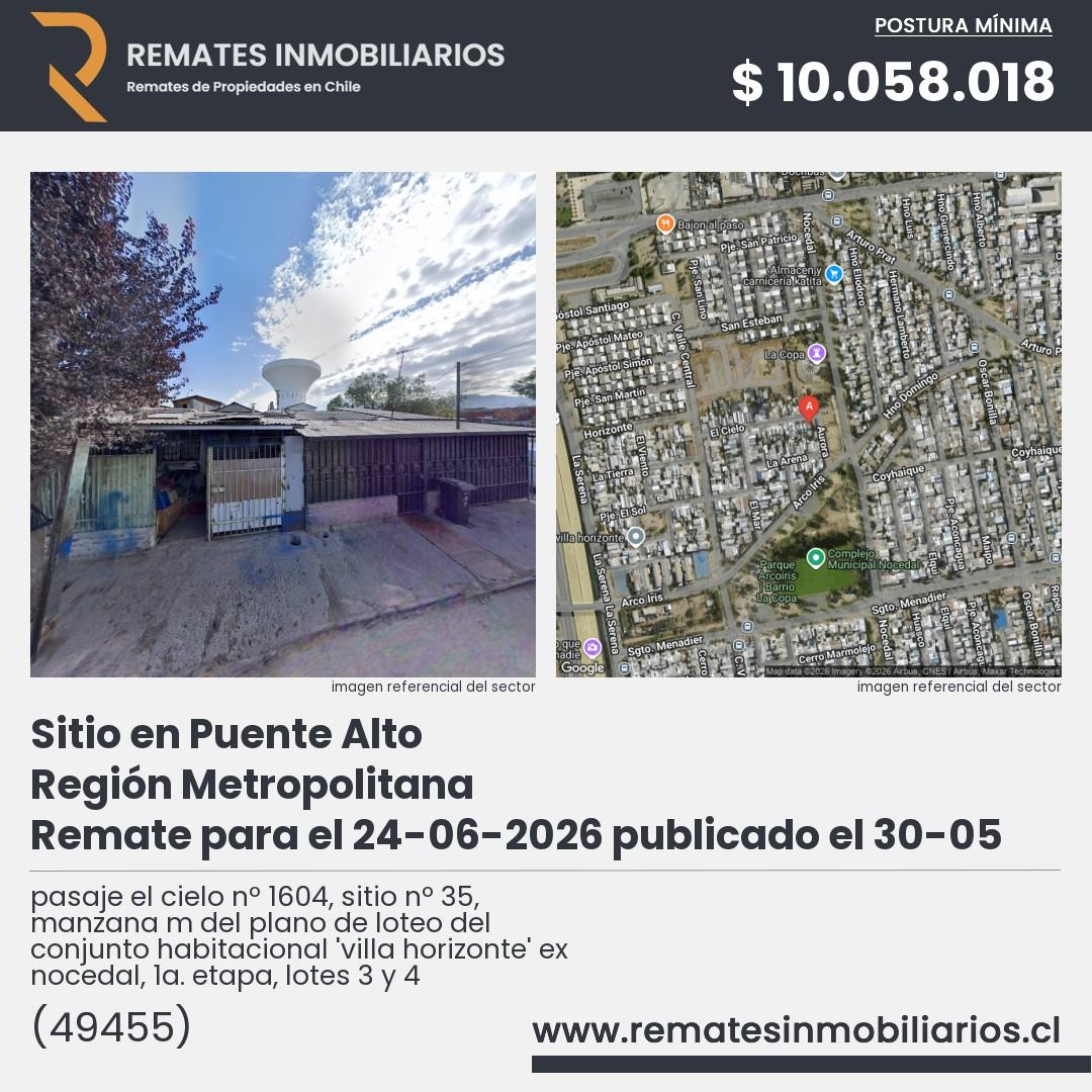 Imagen ficha pasaje el cielo nº 1604, sitio nº 35, manzana m del plano de loteo del conjunto habitacional 