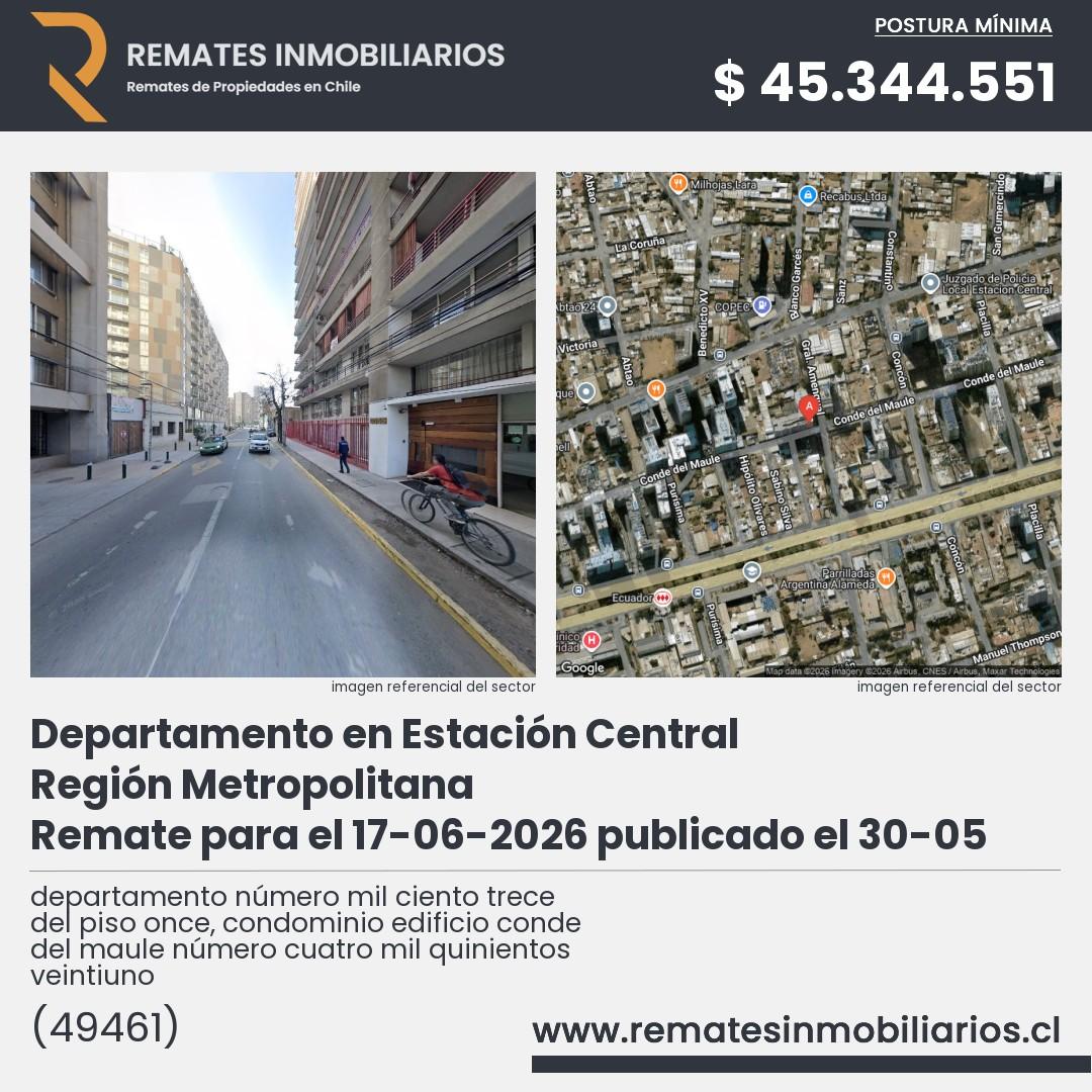 Imagen ficha departamento número mil ciento trece del piso once, condominio edificio conde del maule número cuatro mil quinientos veintiuno