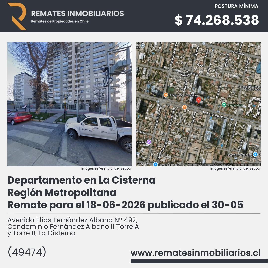 Imagen ficha Avenida Elías Fernández Albano Nº 492, Condominio Fernández Albano II Torre A y Torre B, La Cisterna