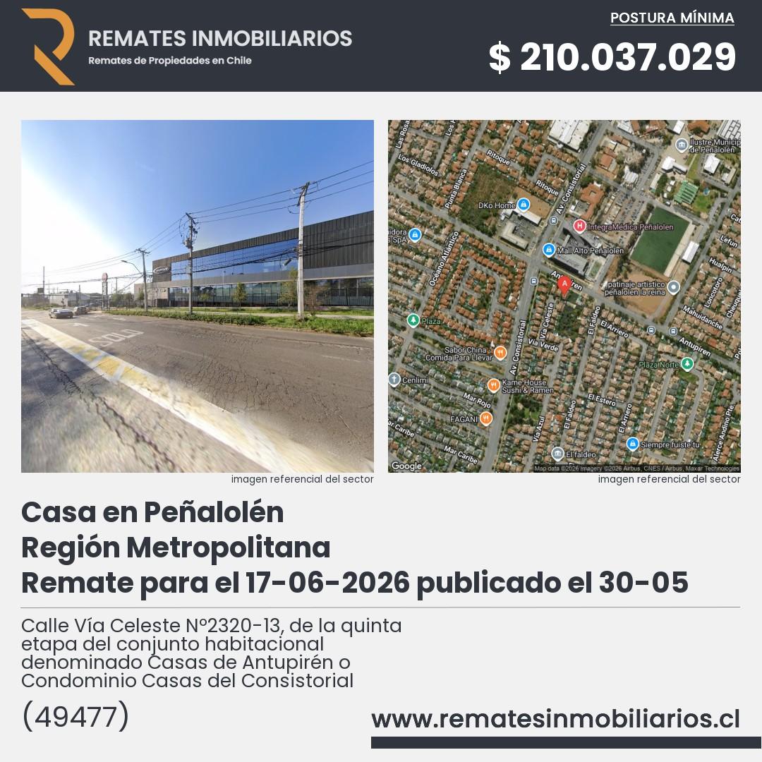 Imagen ficha Calle Vía Celeste Nº2320-13, de la quinta etapa del conjunto habitacional denominado Casas de Antupirén o Condominio Casas del Consistorial