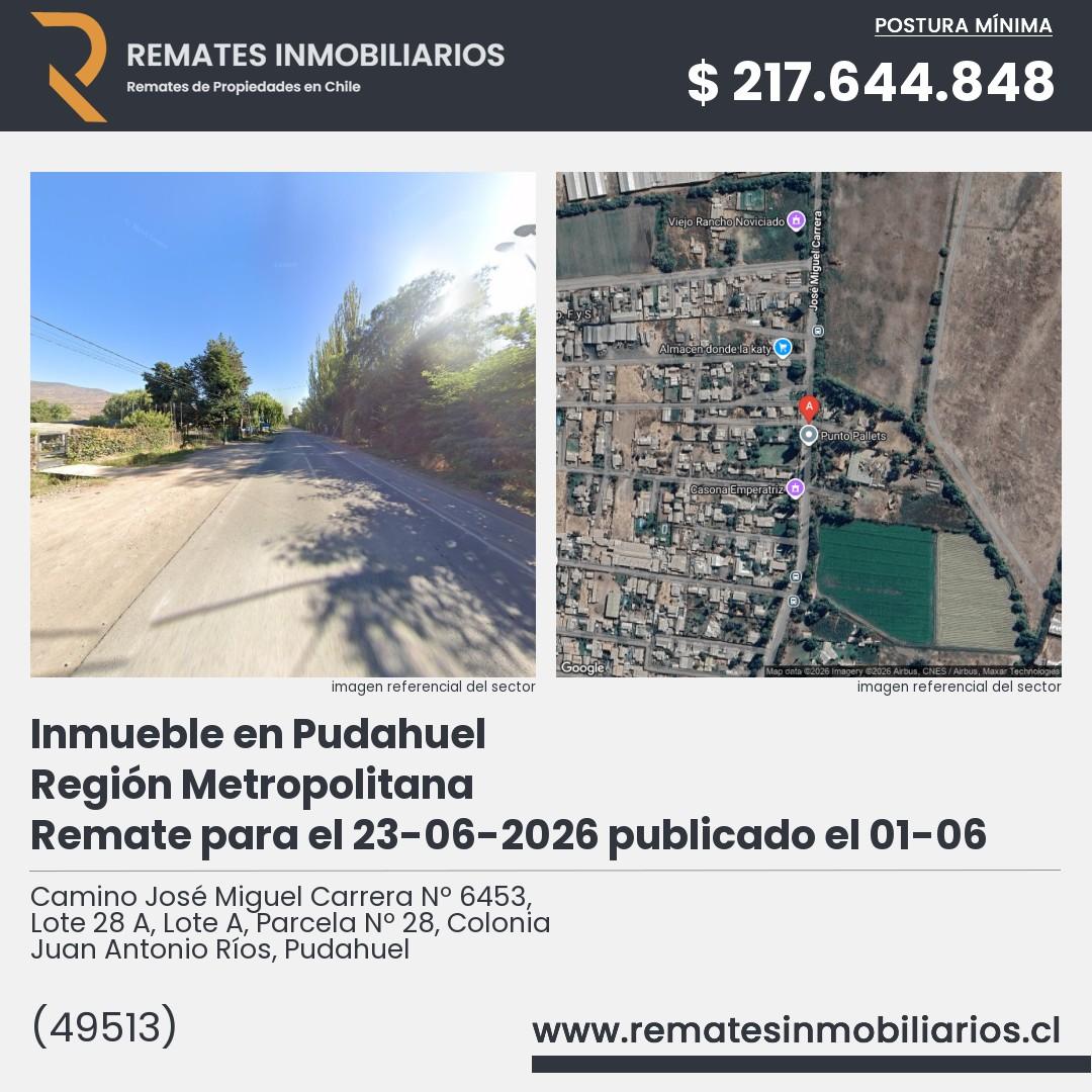 Imagen ficha Camino José Miguel Carrera Nº 6453, Lote 28 A, Lote A, Parcela Nº 28, Colonia Juan Antonio Ríos, Pudahuel