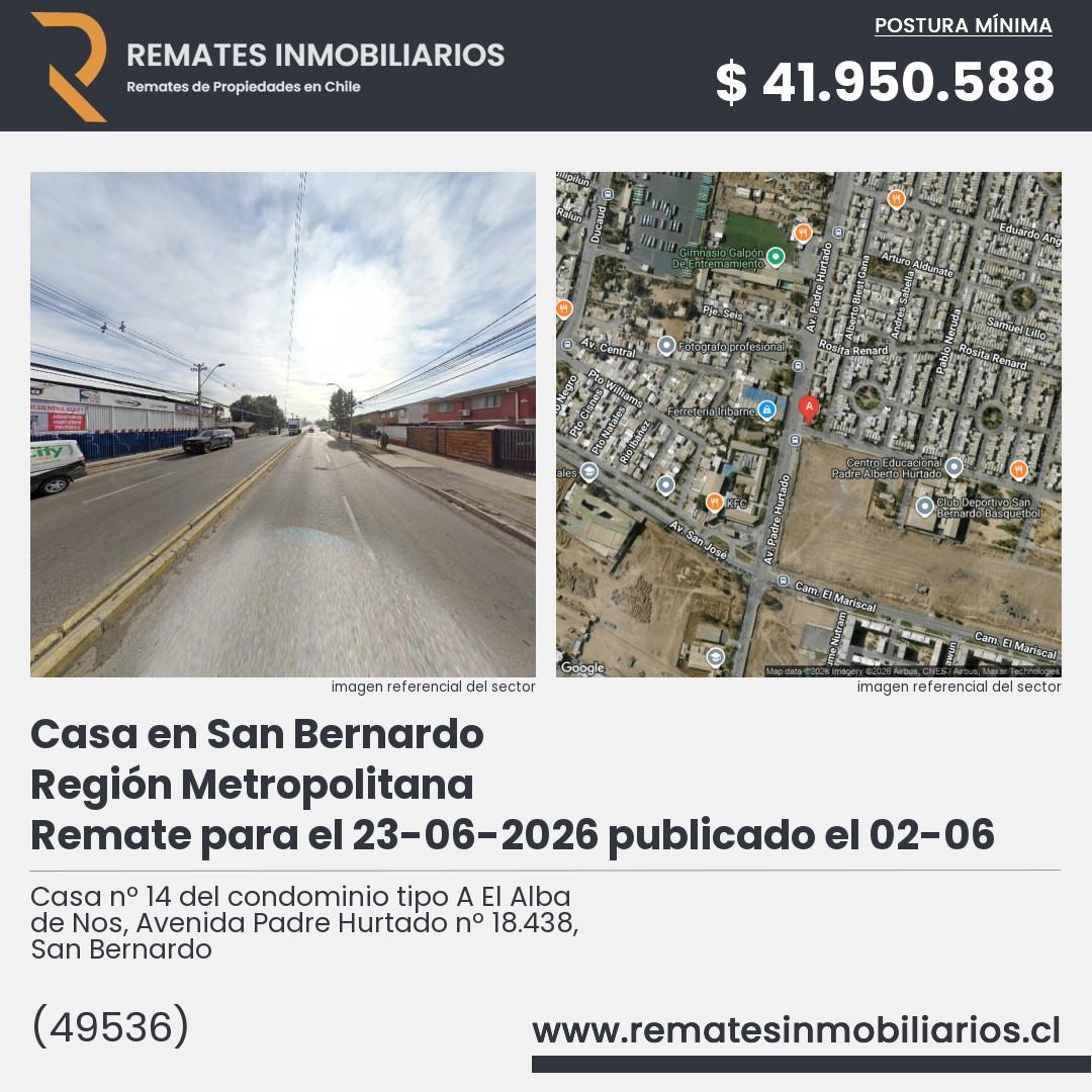Imagen ficha Casa nº 14 del condominio tipo A El Alba de Nos, Avenida Padre Hurtado nº 18.438, San Bernardo