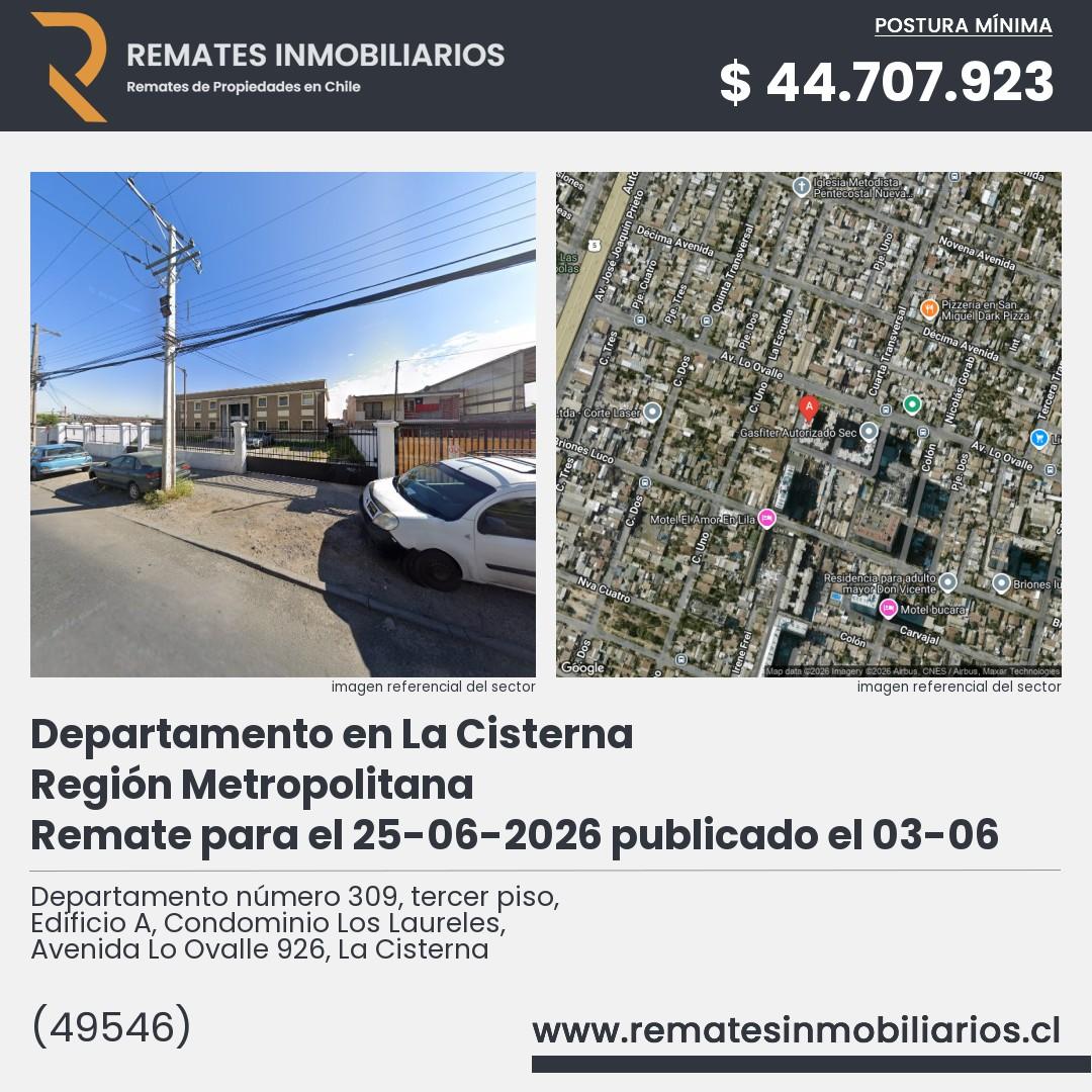 Imagen ficha Departamento número 309, tercer piso, Edificio A, Condominio Los Laureles, Avenida Lo Ovalle 926, La Cisterna