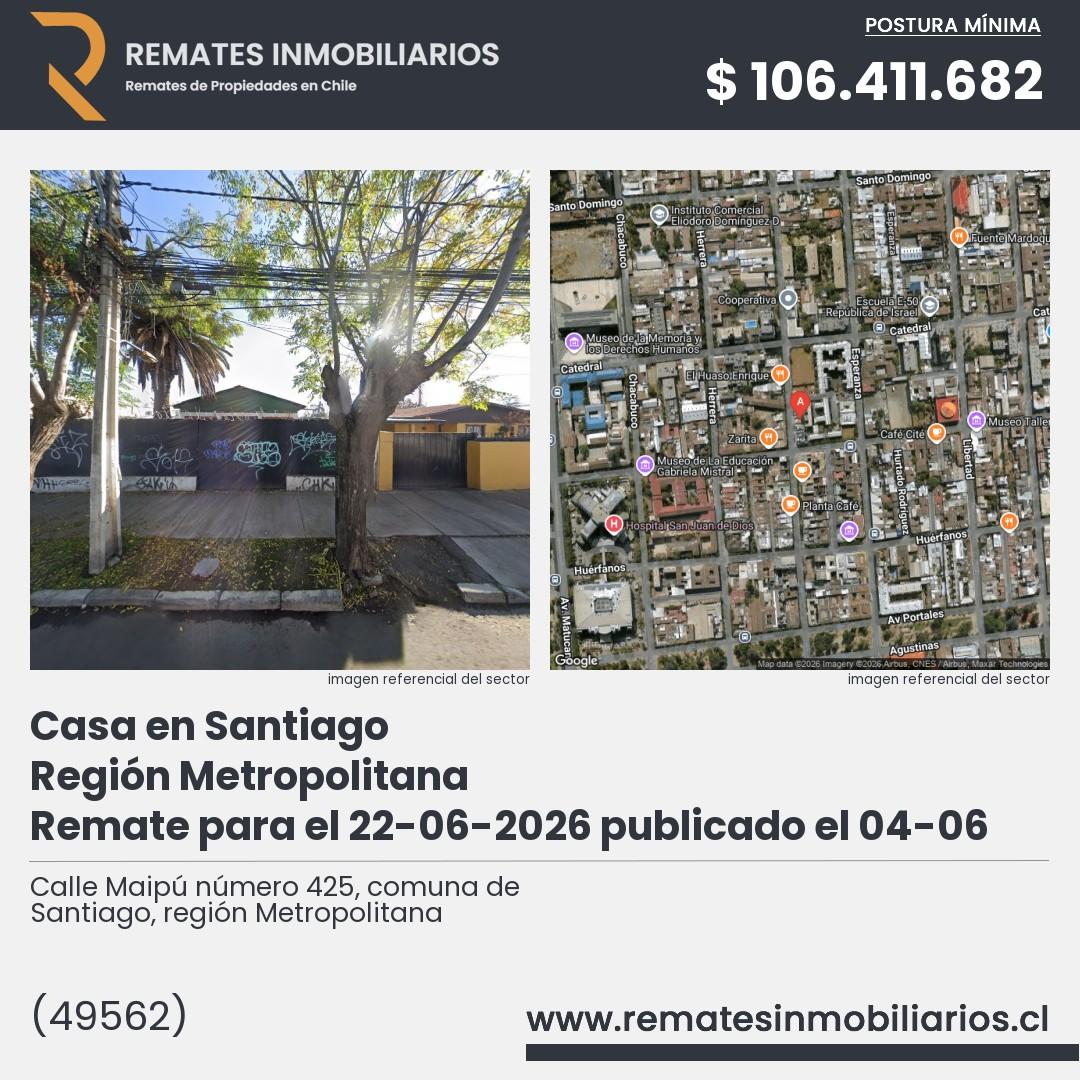 Imagen ficha Calle Maipú número 425, comuna de Santiago, región Metropolitana