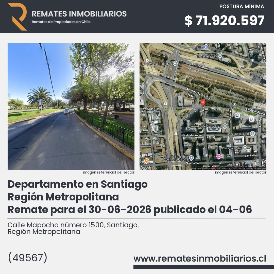 Imagen ficha Calle Mapocho número 1500, Santiago, Región Metropolitana