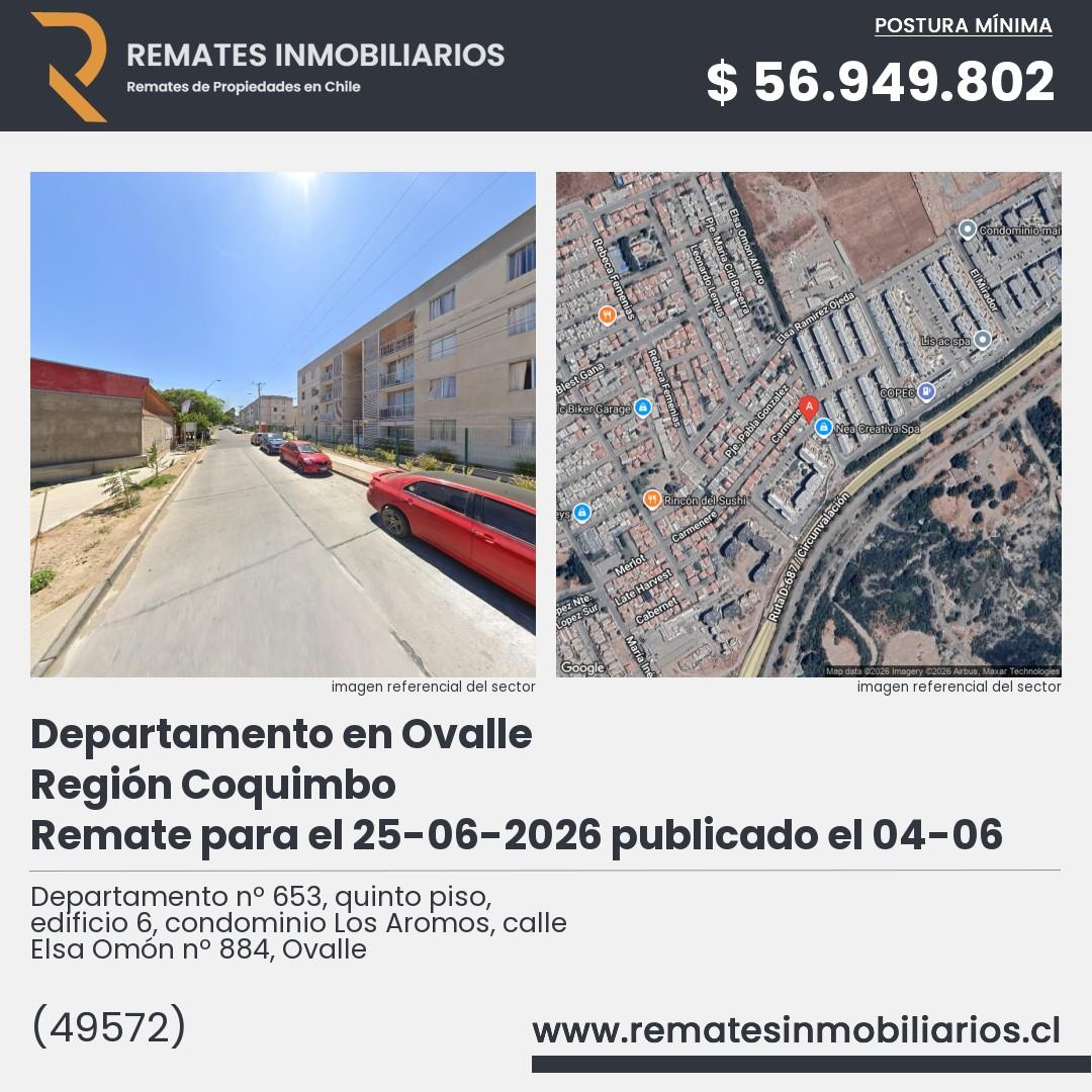 Imagen ficha Departamento nº 653, quinto piso, edificio 6, condominio Los Aromos, calle Elsa Omón nº 884, Ovalle