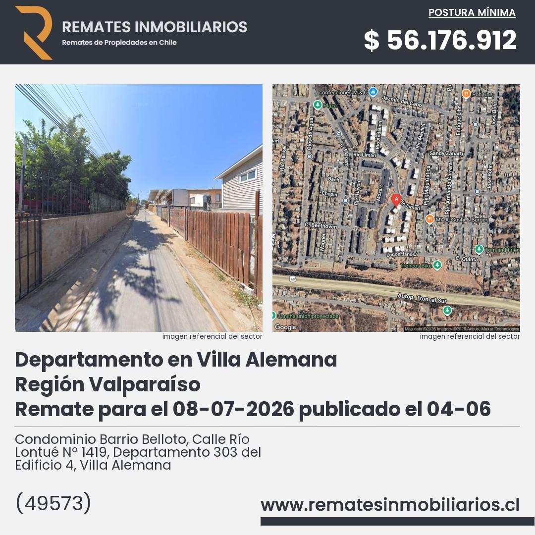 Imagen ficha Condominio Barrio Belloto, Calle Río Lontué Nº 1419, Departamento 303 del Edificio 4, Villa Alemana