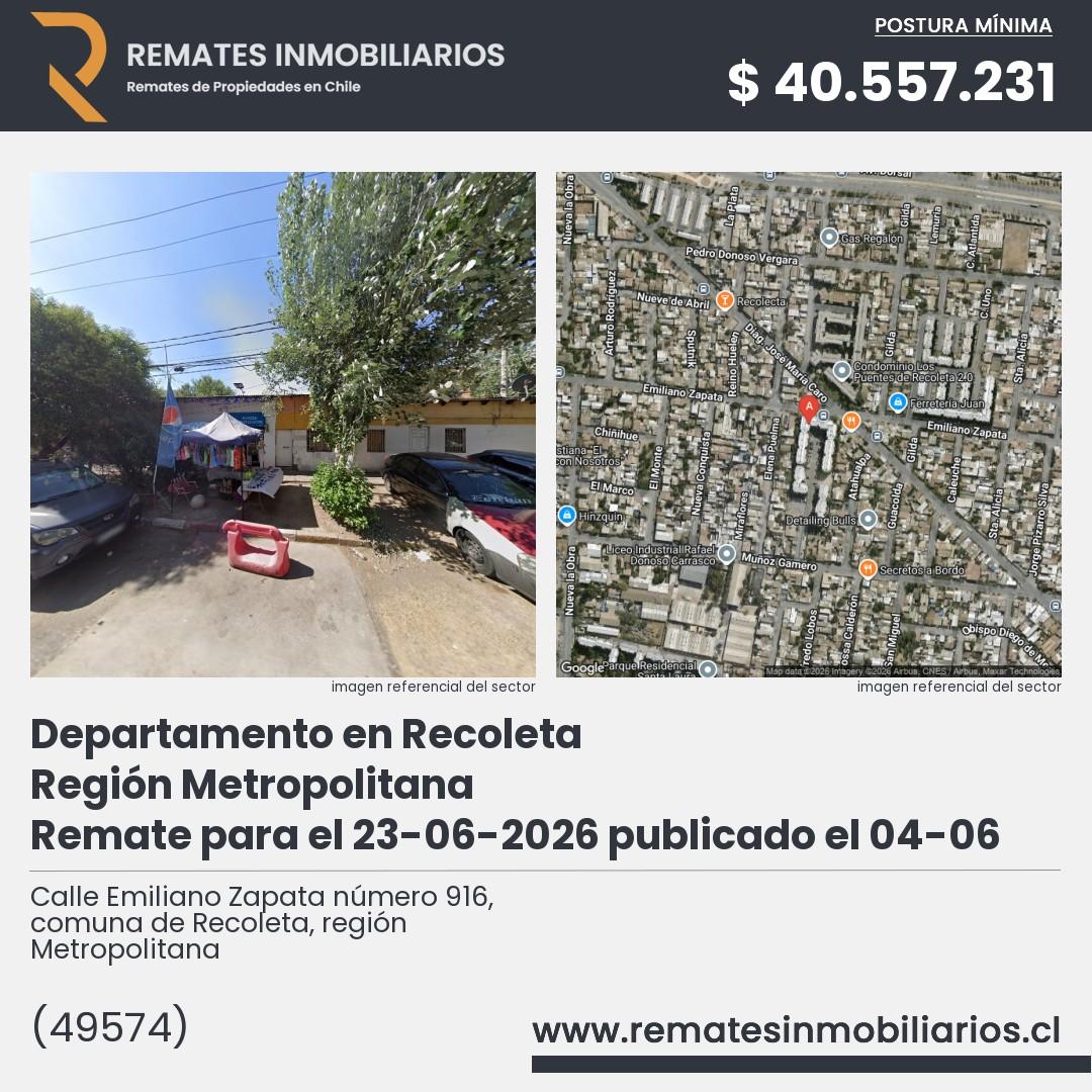 Imagen ficha Calle Emiliano Zapata número 916, comuna de Recoleta, región Metropolitana
