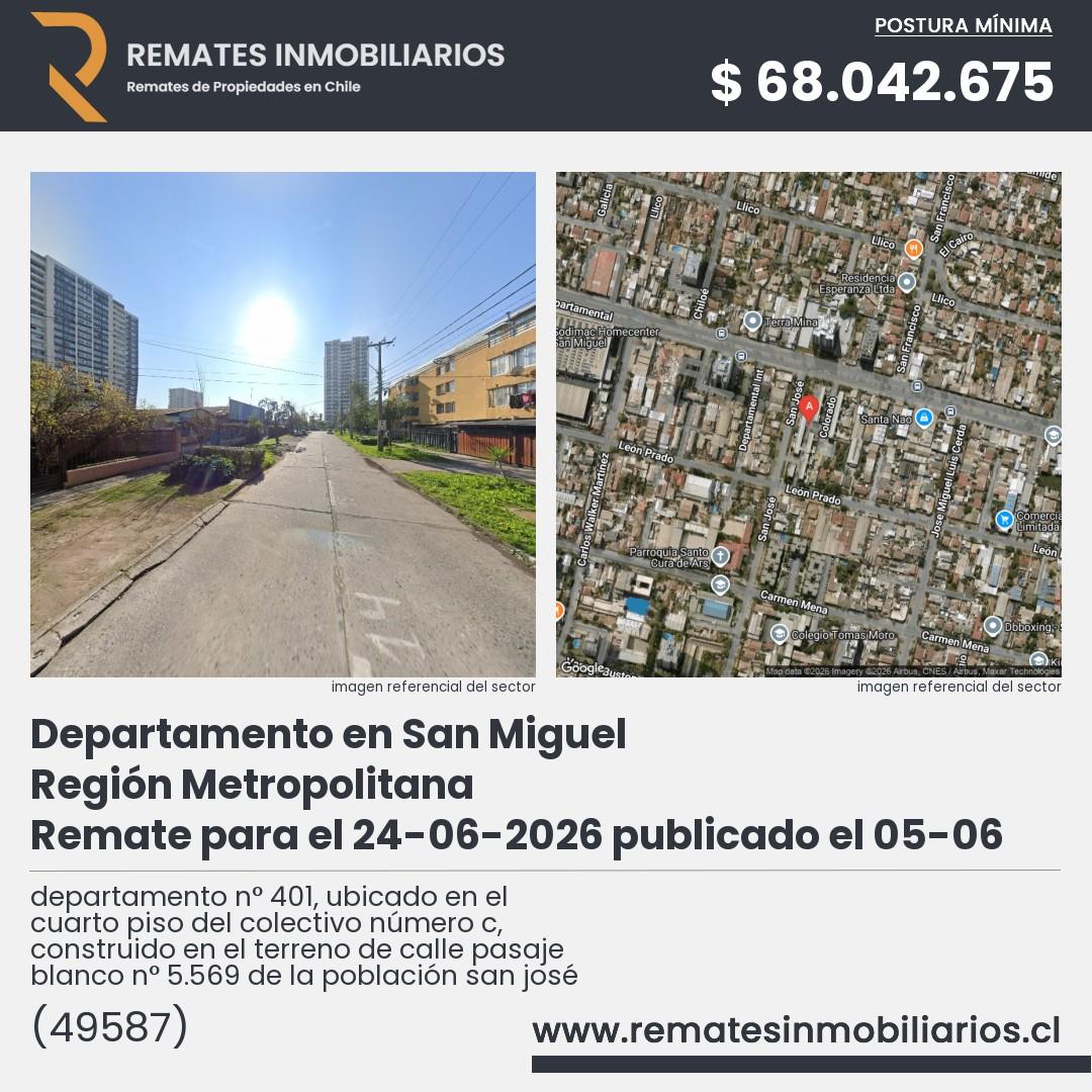 Imagen ficha departamento n° 401, ubicado en el cuarto piso del colectivo número c, construido en el terreno de calle pasaje blanco n° 5.569 de la población san josé