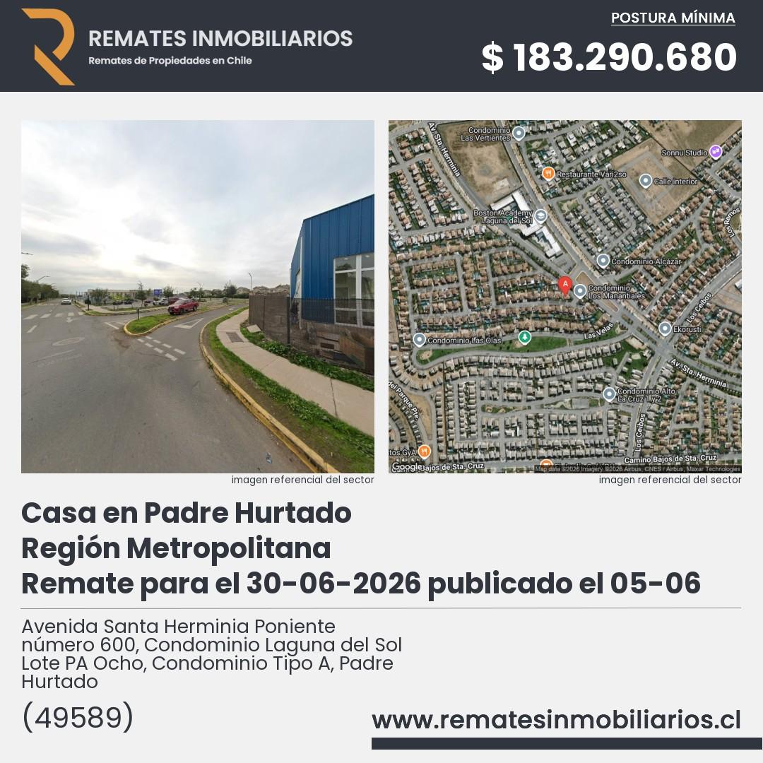Imagen ficha Avenida Santa Herminia Poniente número 600, Condominio Laguna del Sol Lote PA Ocho, Condominio Tipo A, Padre Hurtado