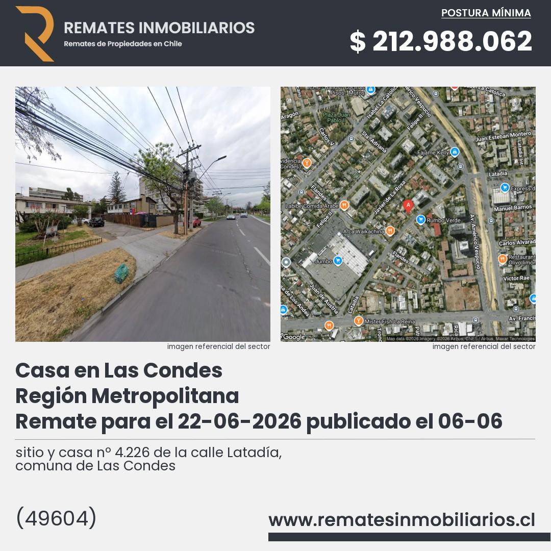 Imagen ficha sitio y casa nº 4.226 de la calle Latadía, comuna de Las Condes