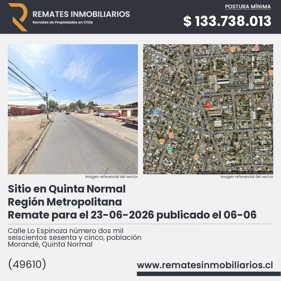 Imagen ficha Calle Lo Espinoza número dos mil seiscientos sesenta y cinco, población Morandé, Quinta Normal